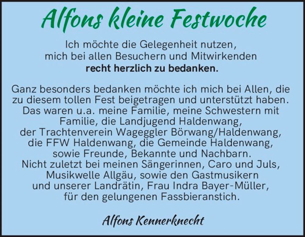 Alfons kleine Festwoche 2022